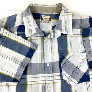 Volcom Short Sleeve Shirt Men's L Corpo Class Plaid Blue Pocket Light Blue
